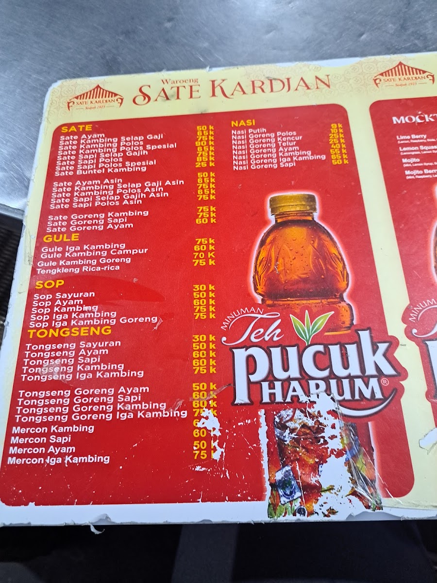 Waroeng Sate Kardjan Menu - Image 1