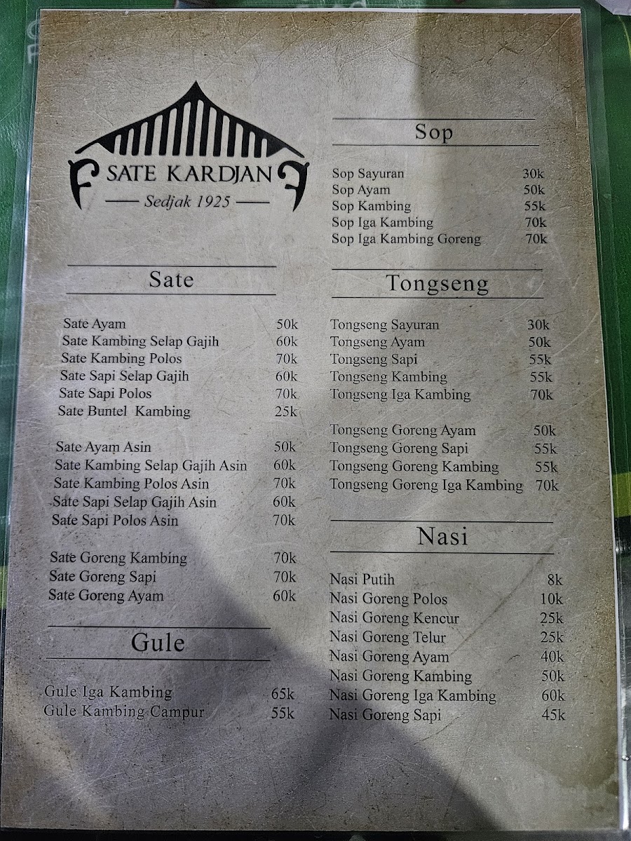 Waroeng Sate Kardjan Menu - Image 2